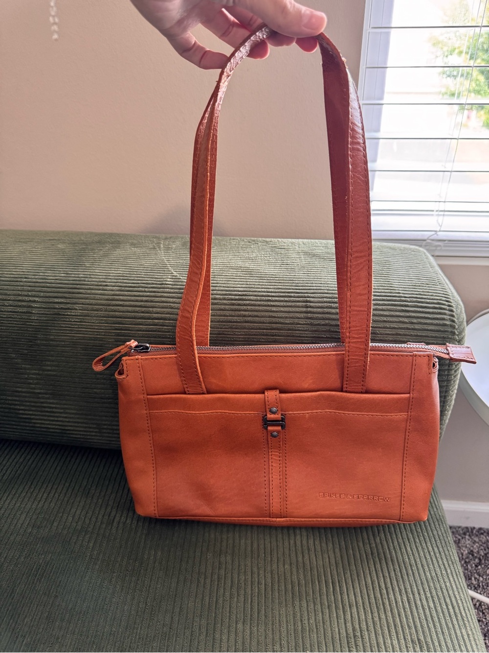 Browne Leather Shoulder Bag with Front Pocket